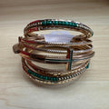 Tamina By Stella Gold Green 13 Piece Bangle Bracelet Set New