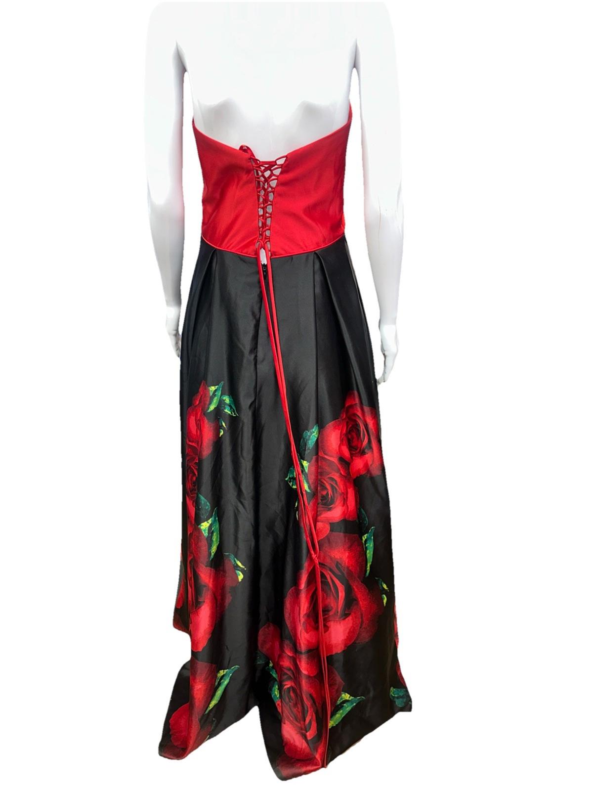 Blondies prom dress size 9 red black with rose Corset top