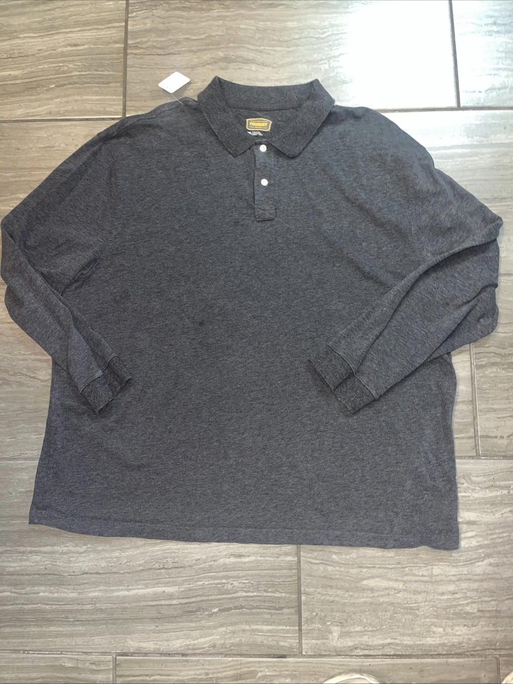 The Foundry Supply Co. Men's Long Sleeve Polo Shirt Gray 2XL