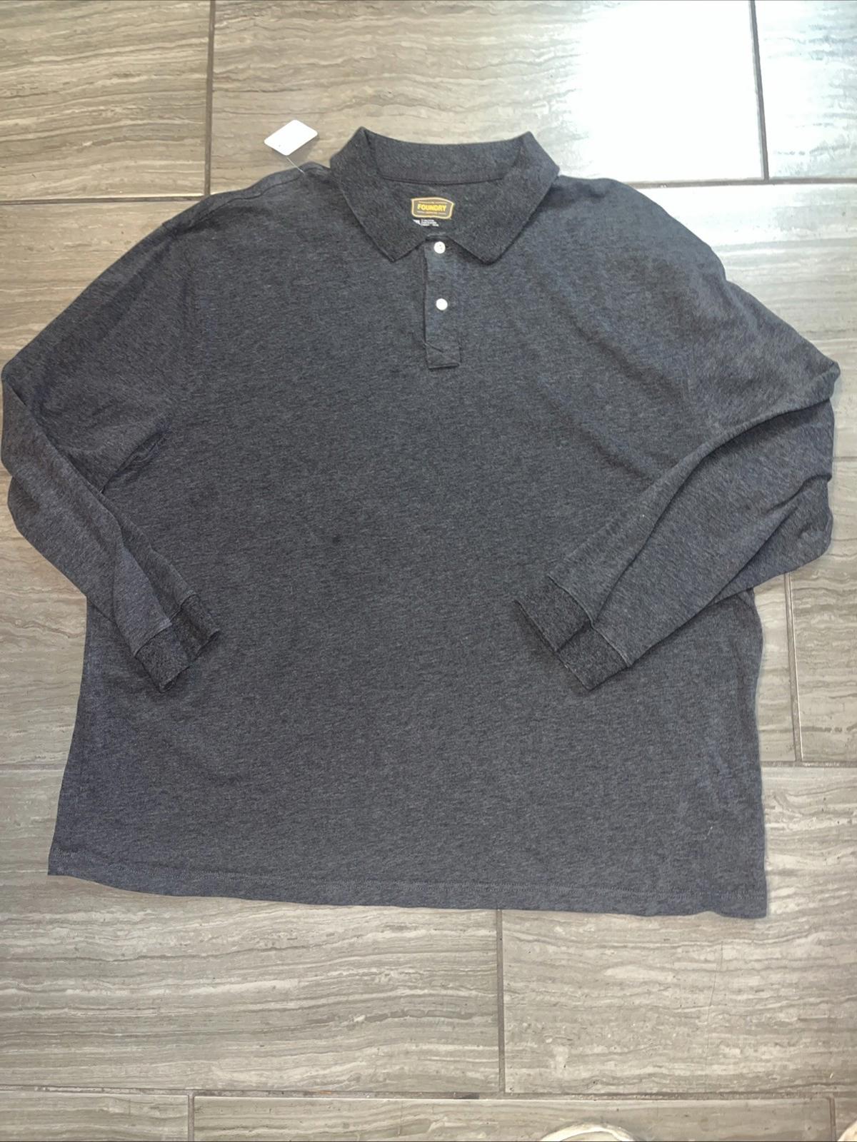 The Foundry Supply Co. Men's Long Sleeve Polo Shirt Gray 2XL