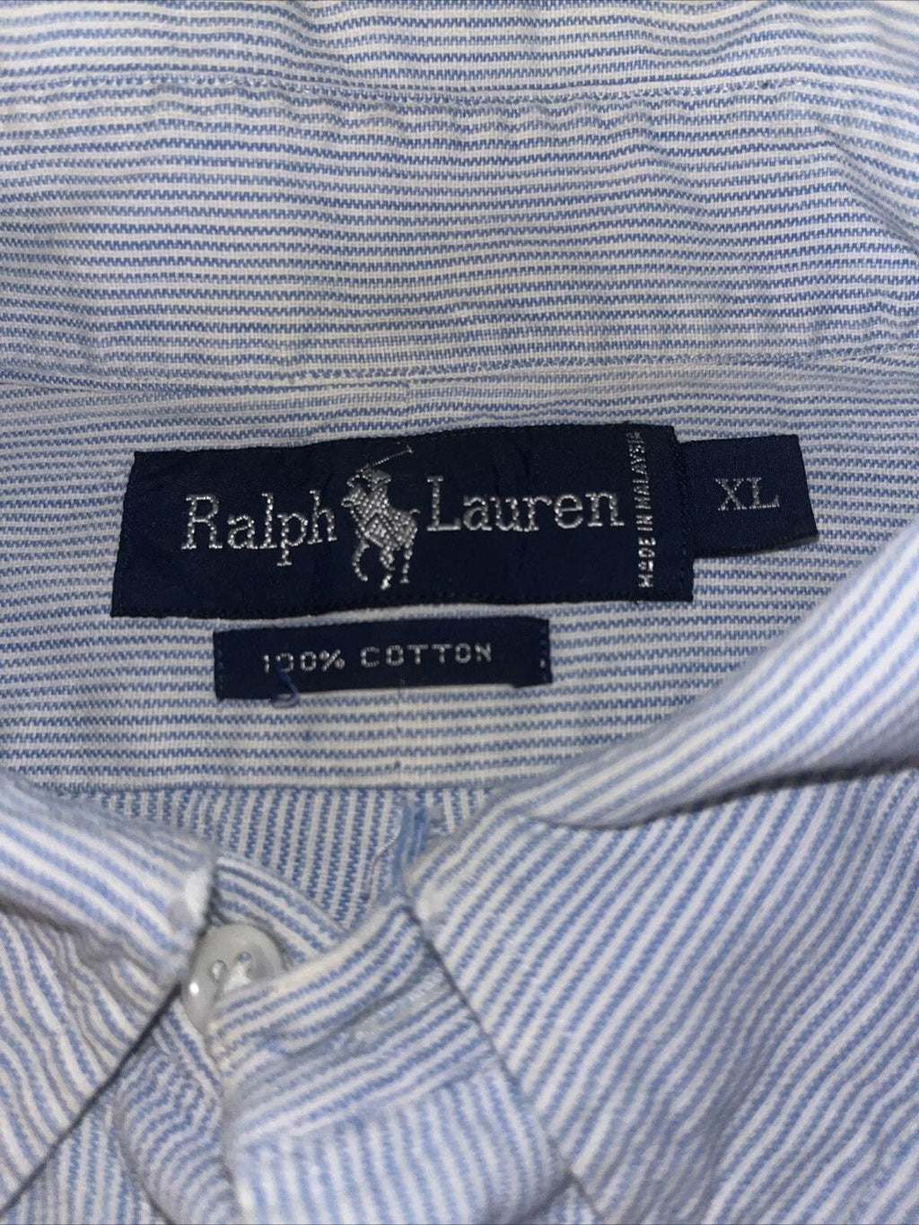 Polo Ralph Lauren Button Long Sleeve Blue Pinstripe Pony XL