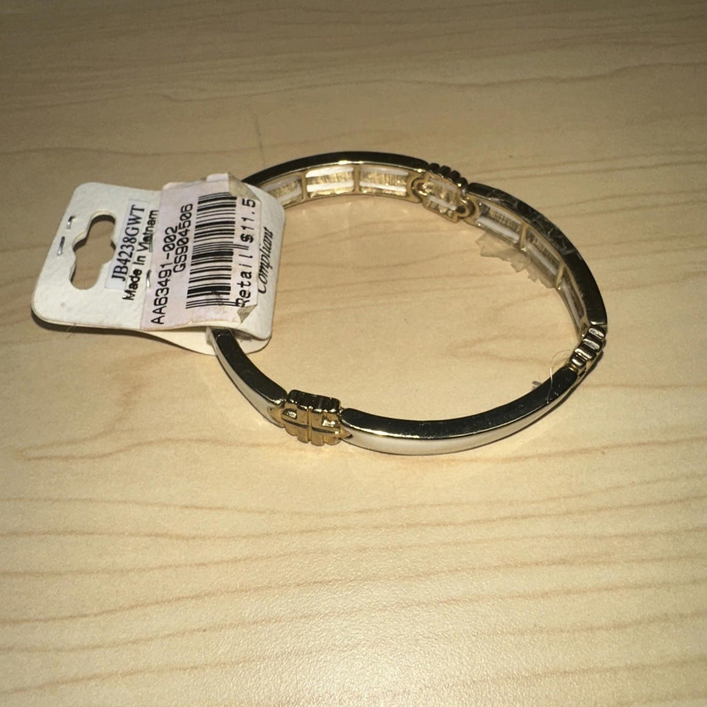 True White Stretch Bangle Bracelet