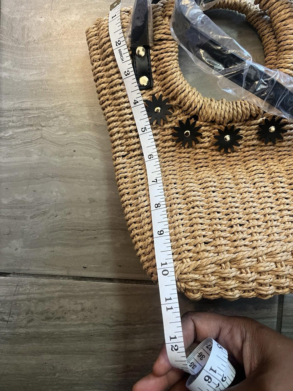 Small Straw Hand Woven Floral Shoulder Bag Handbag