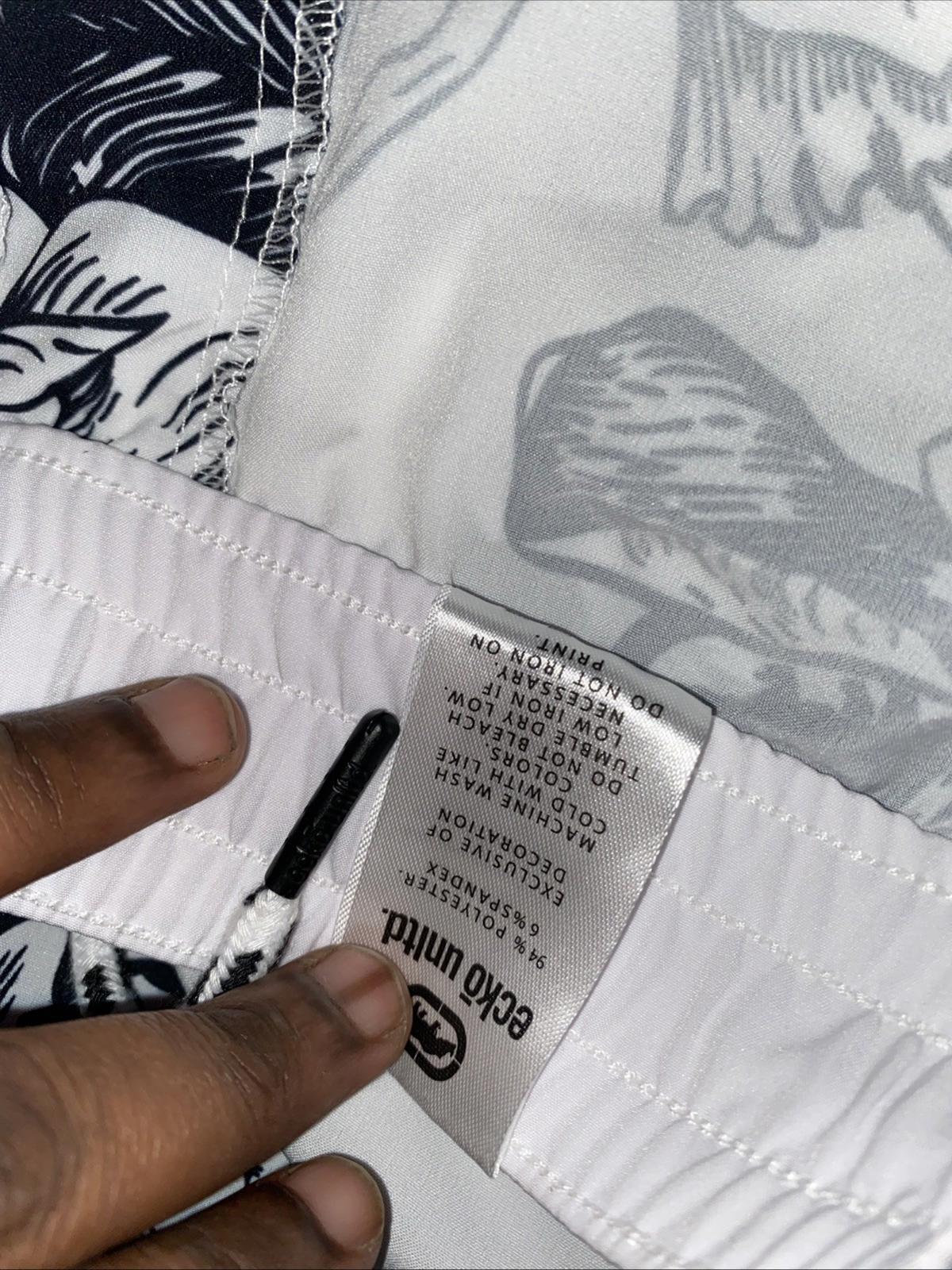 Ecko Unltd Shorts Mens XL Black White Floral Swim Trunks New
