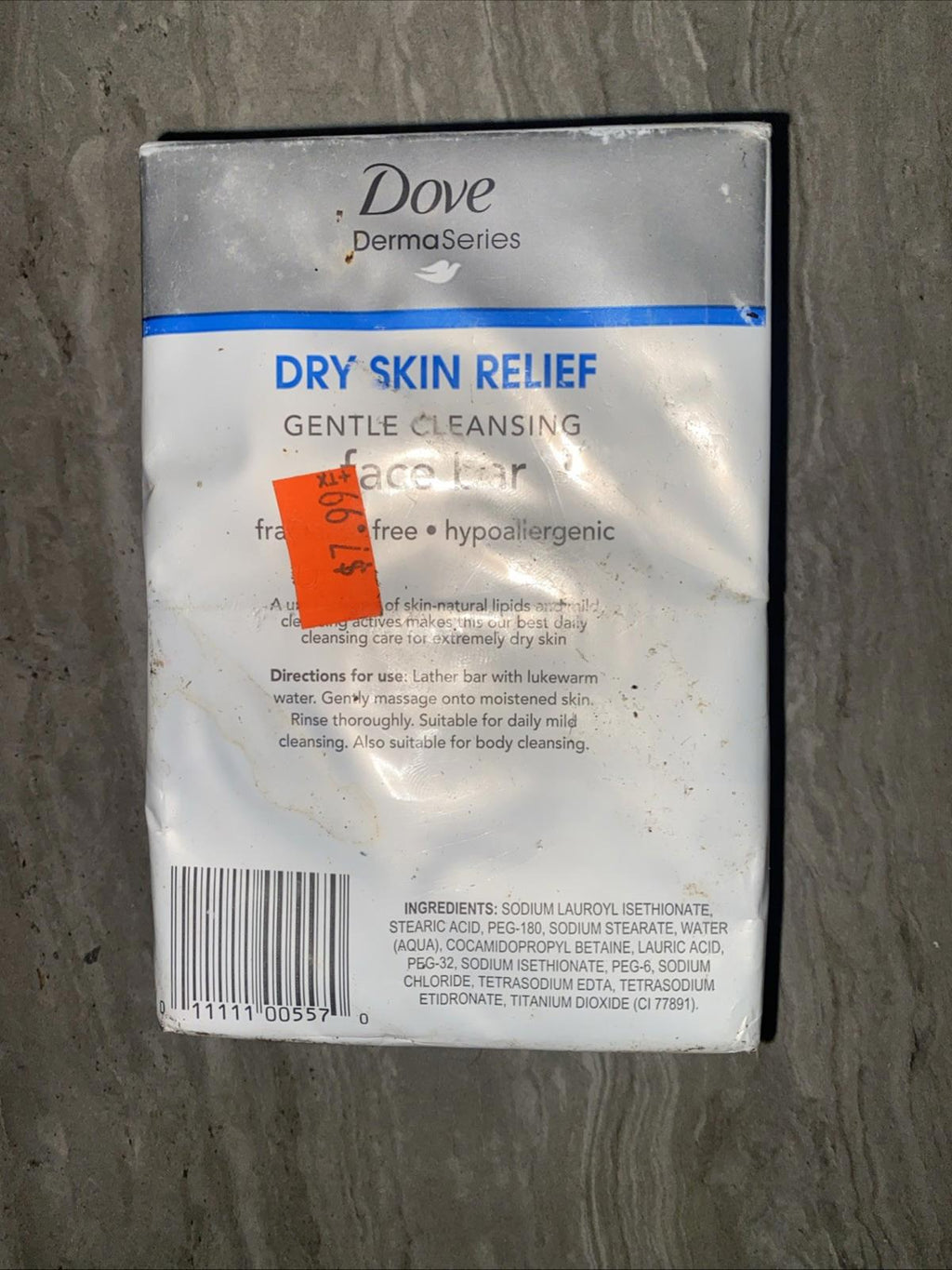 2 bars Dove Derma DRY SKIN RELIEF Face gentle cleansing Soap
