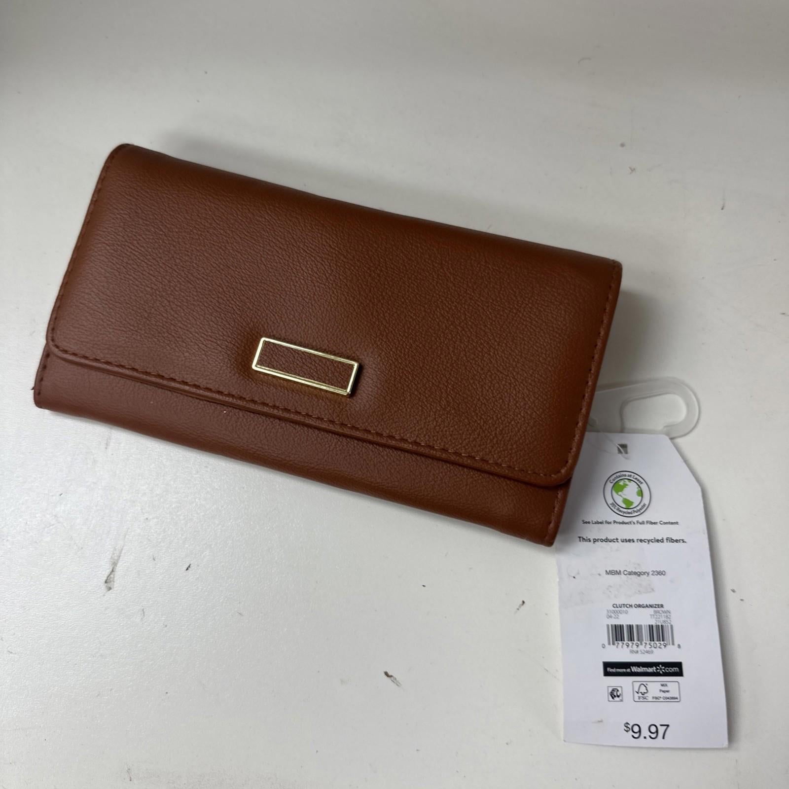 Time Tru Brown Faux Leather Clutch Organizer