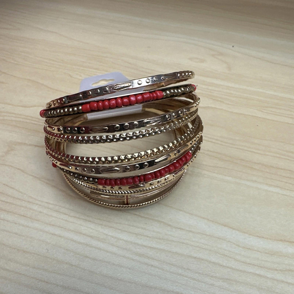 Tamina By Stella Gold Red 13 Piece Bangle Bracelet Set New