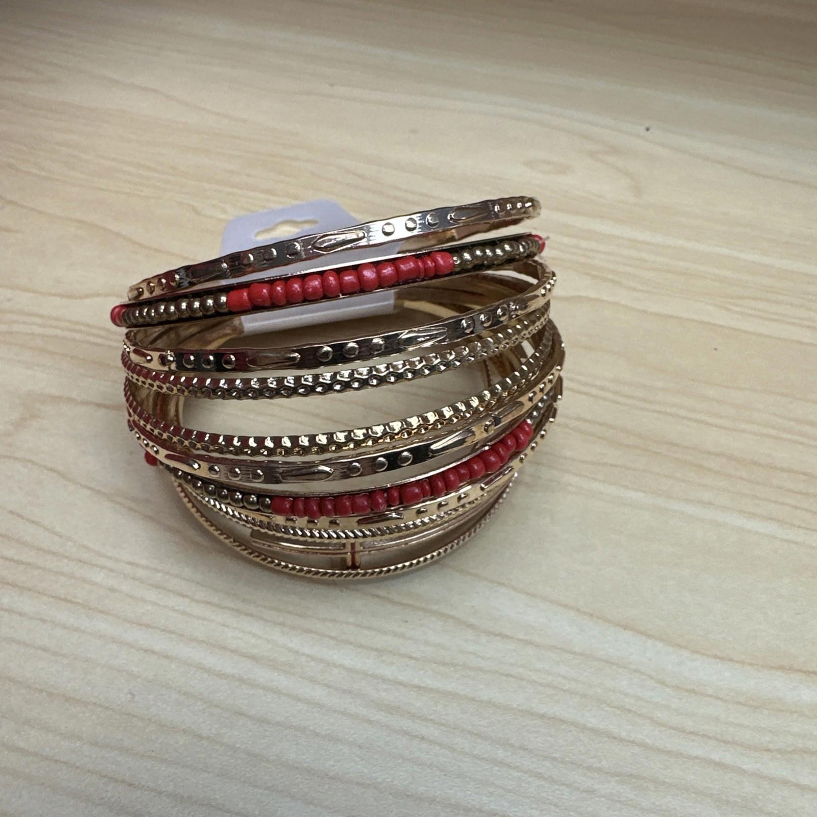 Tamina By Stella Gold Red 13 Piece Bangle Bracelet Set New