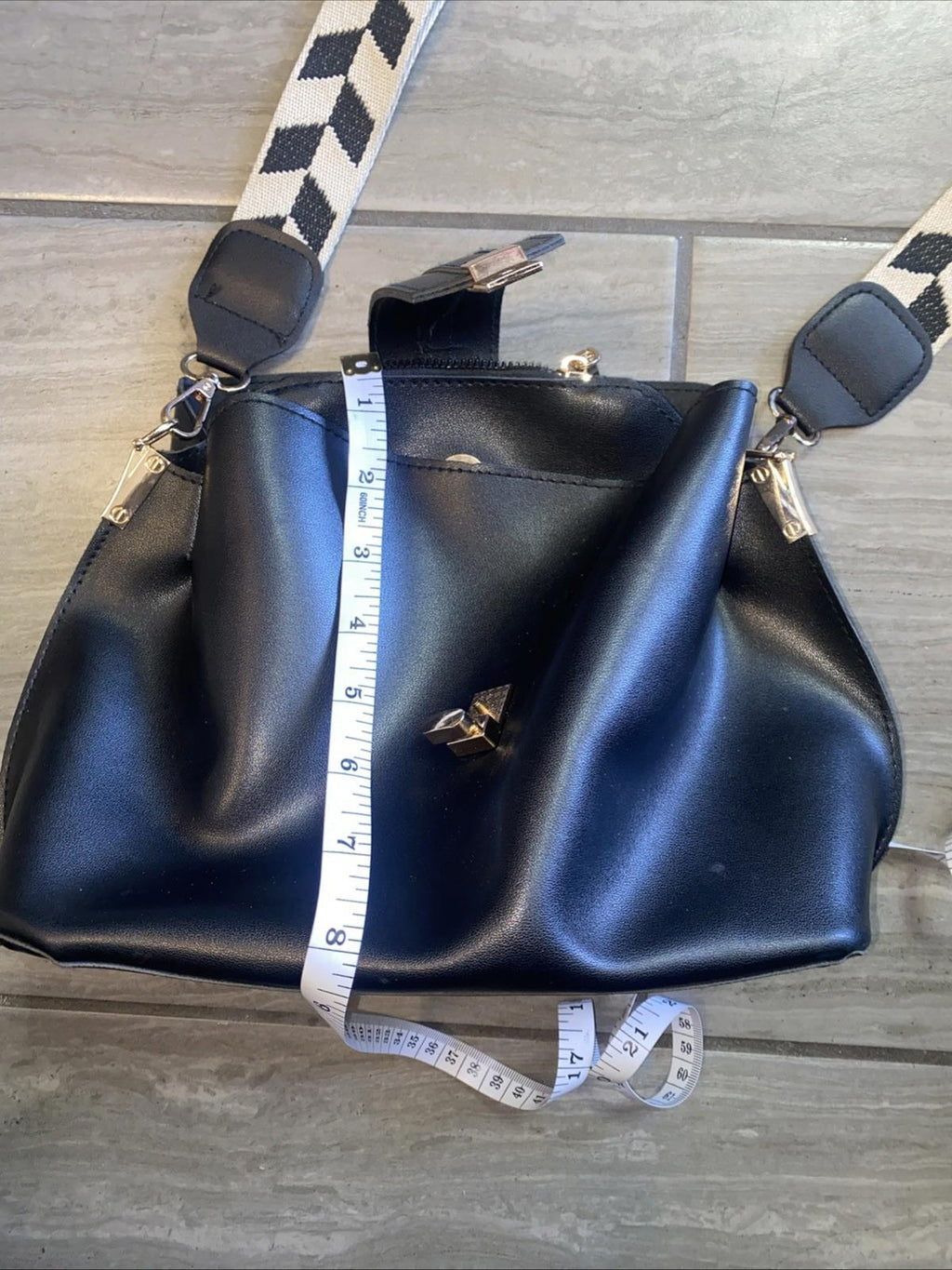 Black Faux Leather Shoulder Bag
