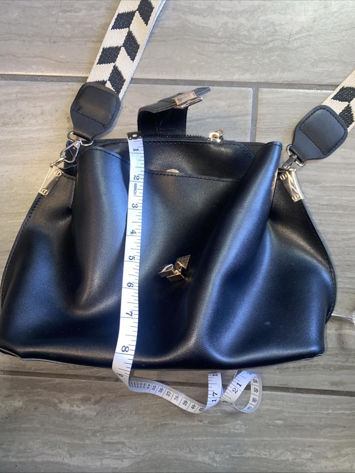 Black Faux Leather Shoulder Bag
