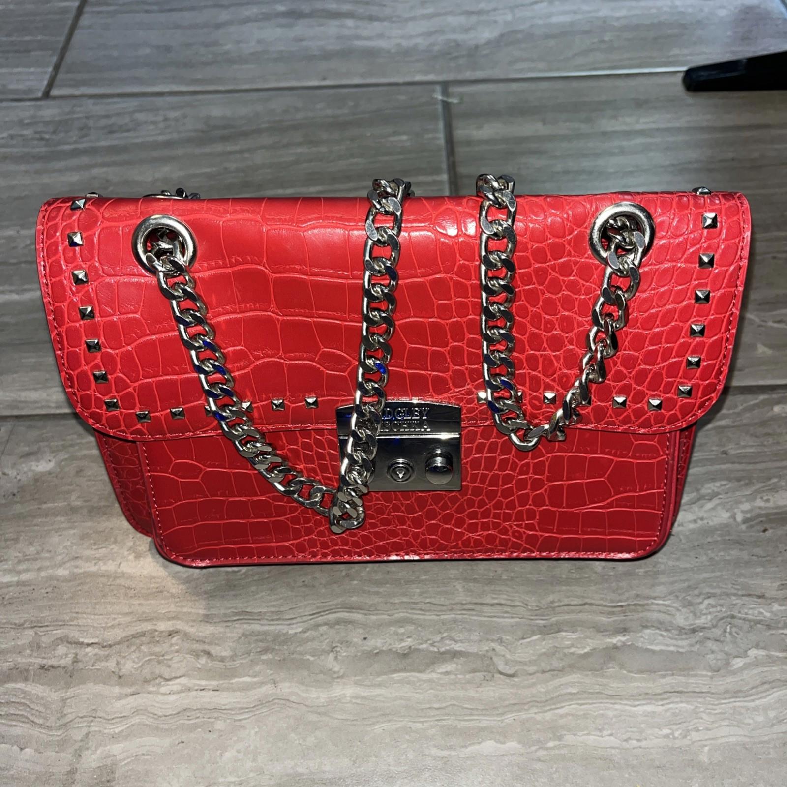 Badgley Mischka Red Crocodile Embellishment/Studded/Vegan