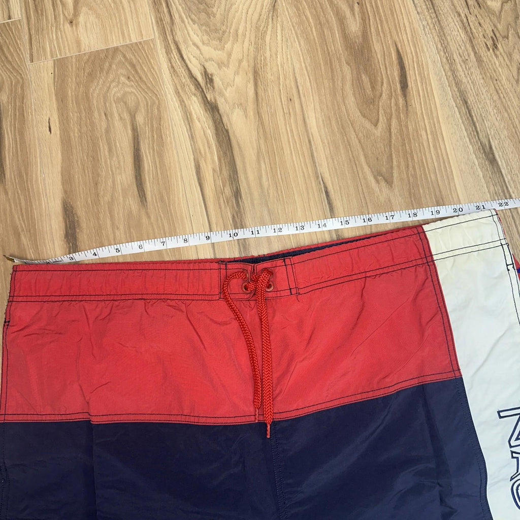Nautica Mens Swim Trucks Size XL Red, White, Navy Drawstring