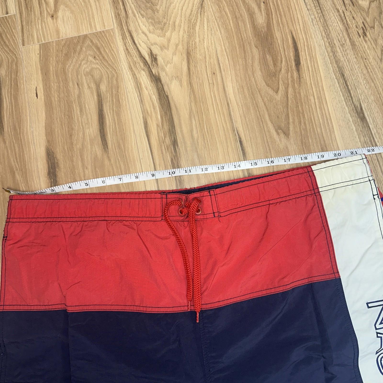 Nautica Mens Swim Trucks Size XL Red, White, Navy Drawstring