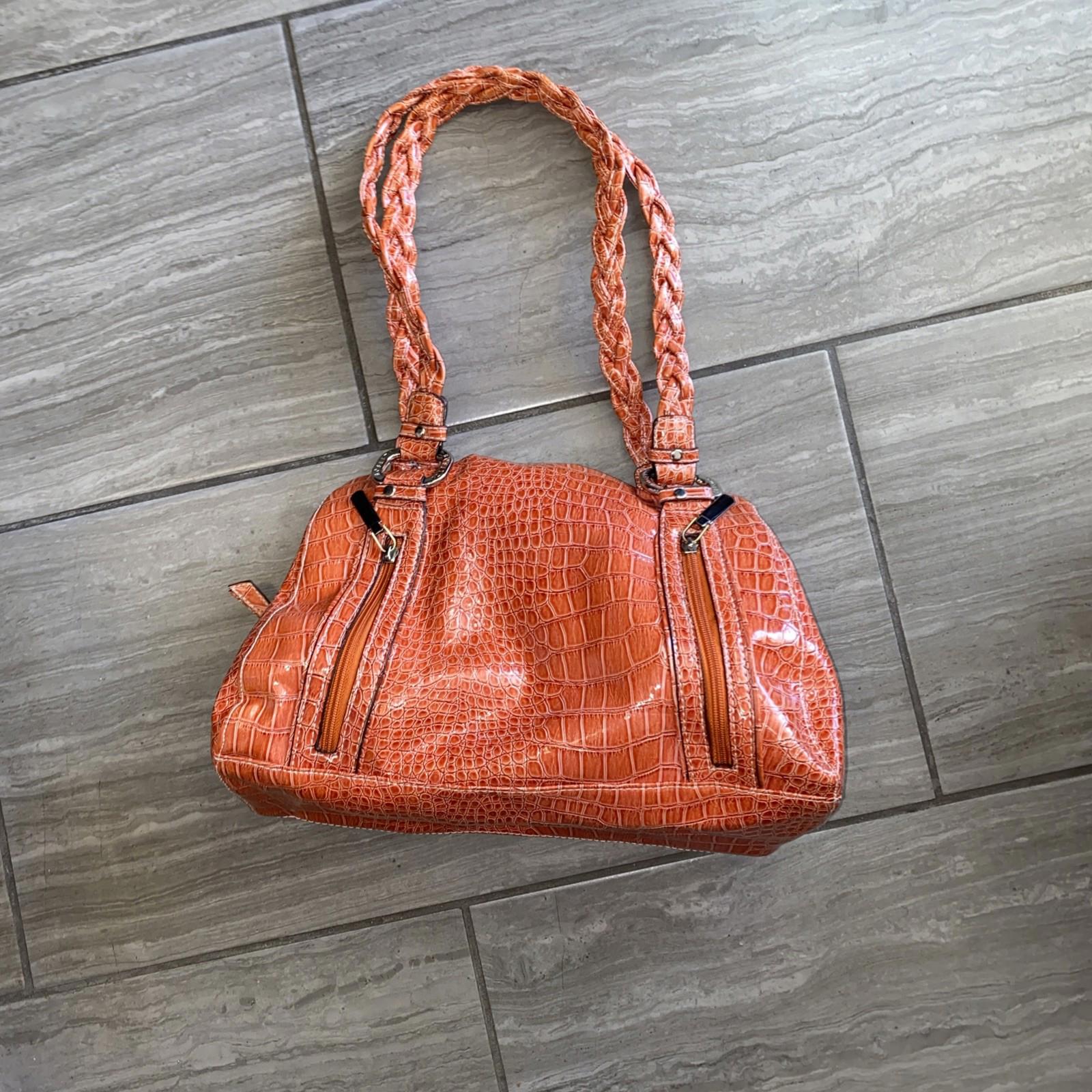 Rossetti Orange Faux Croc Skin Shoulder Bag