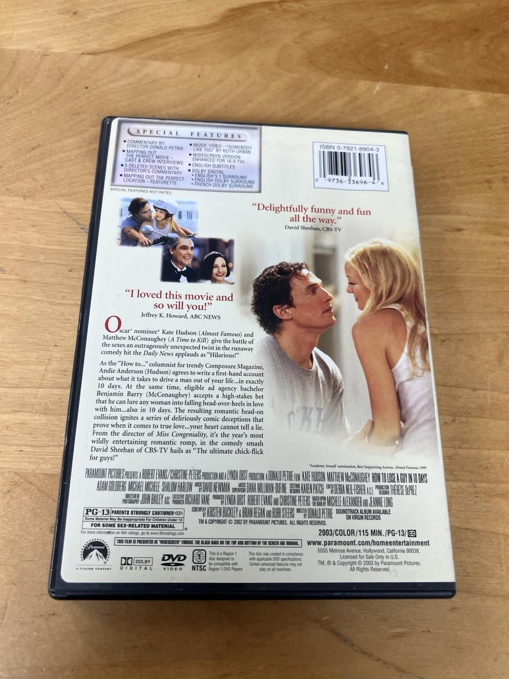 How to Lose a Guy in 10 Days DVD, 2003 Kate Hudson, Matthew