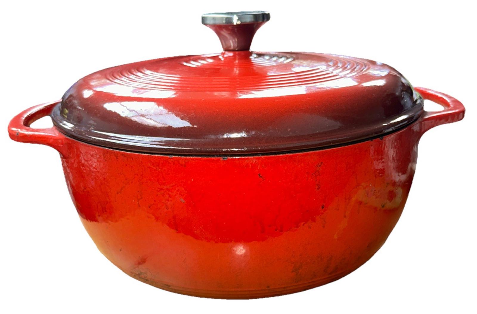 Lodge Cast Iron Porcelain Enameled 6 qt Dutch Oven Red