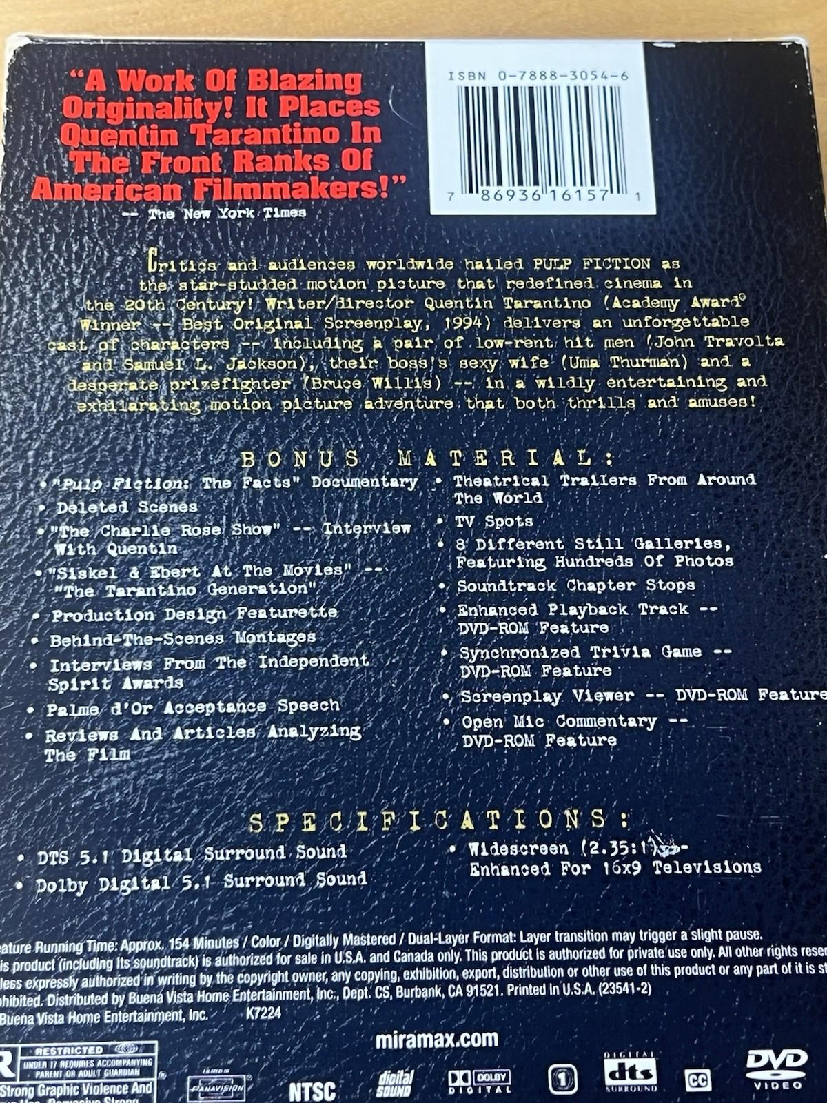 Pulp Fiction (DVD, 2002, 2-Disc Set, Collectors Edition)