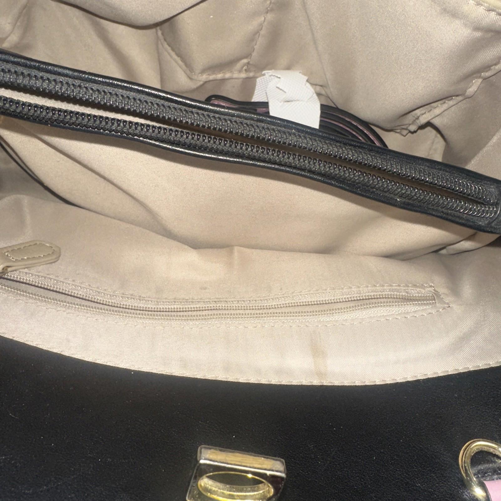 Colorblock White Pink Black Faux Leather Shoulder Bag Handba