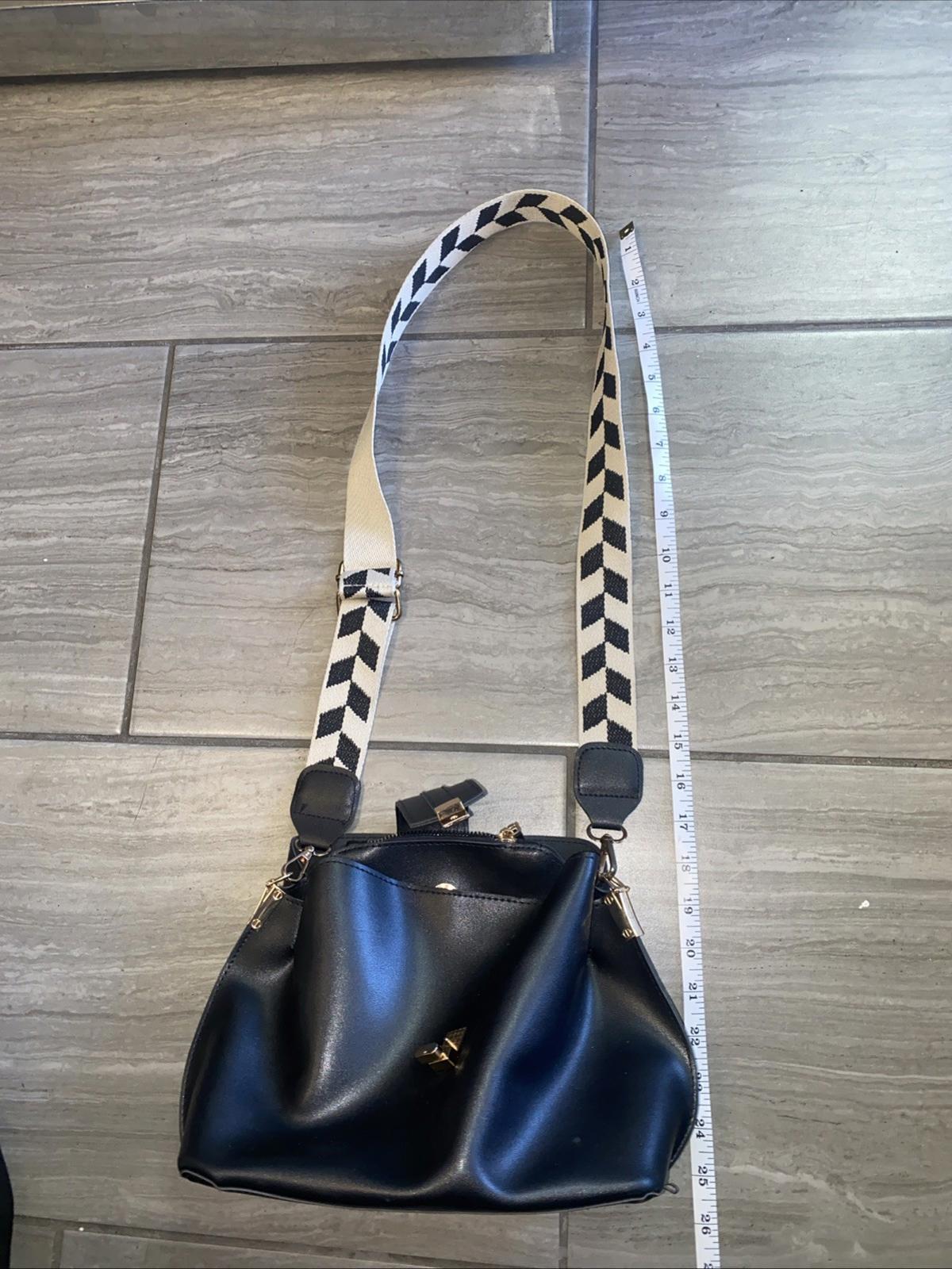 Black Faux Leather Shoulder Bag