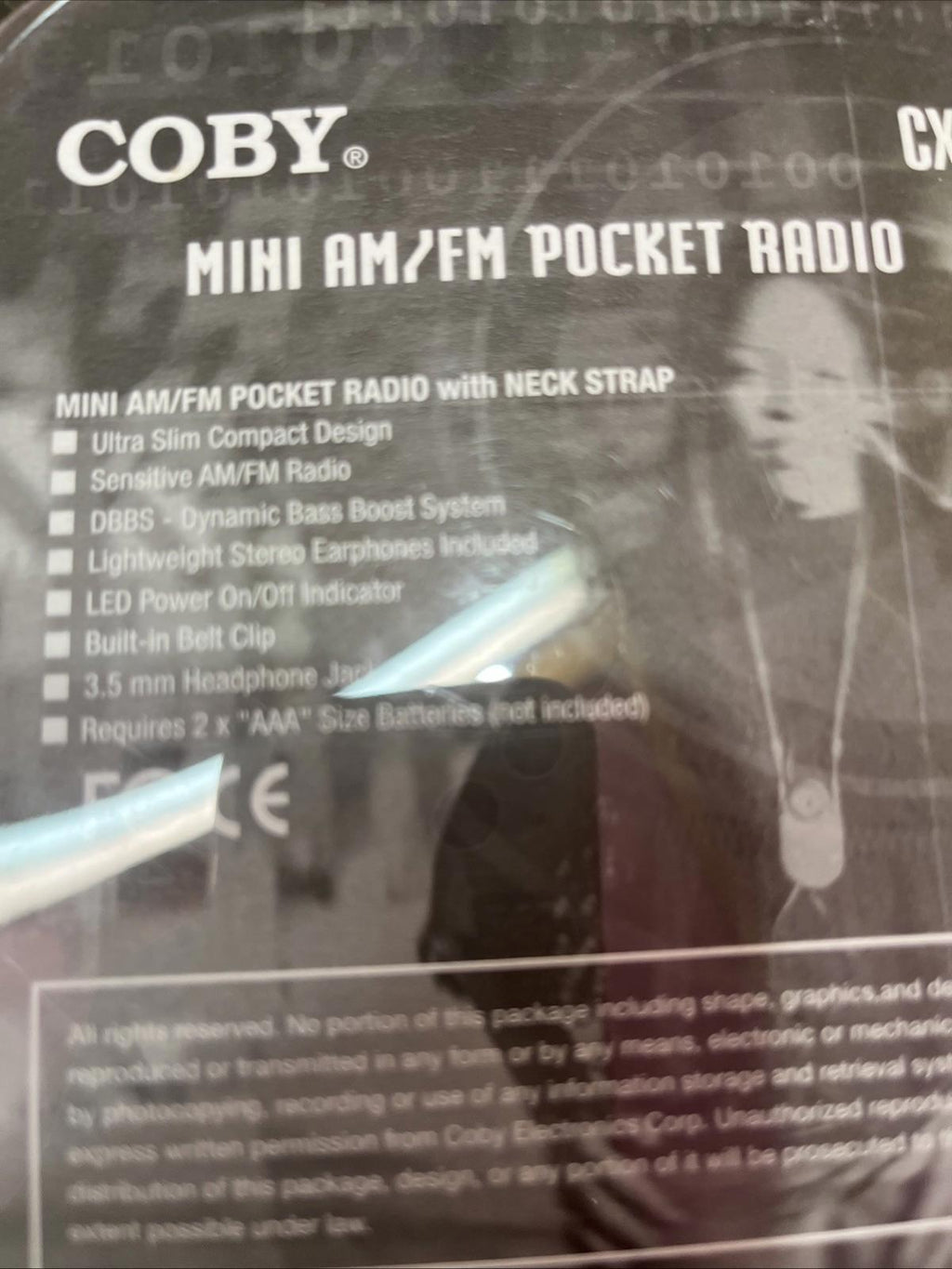 COBY CX-7 Mini AM/FM Pocket Portable Radio w/ Neck Strap
