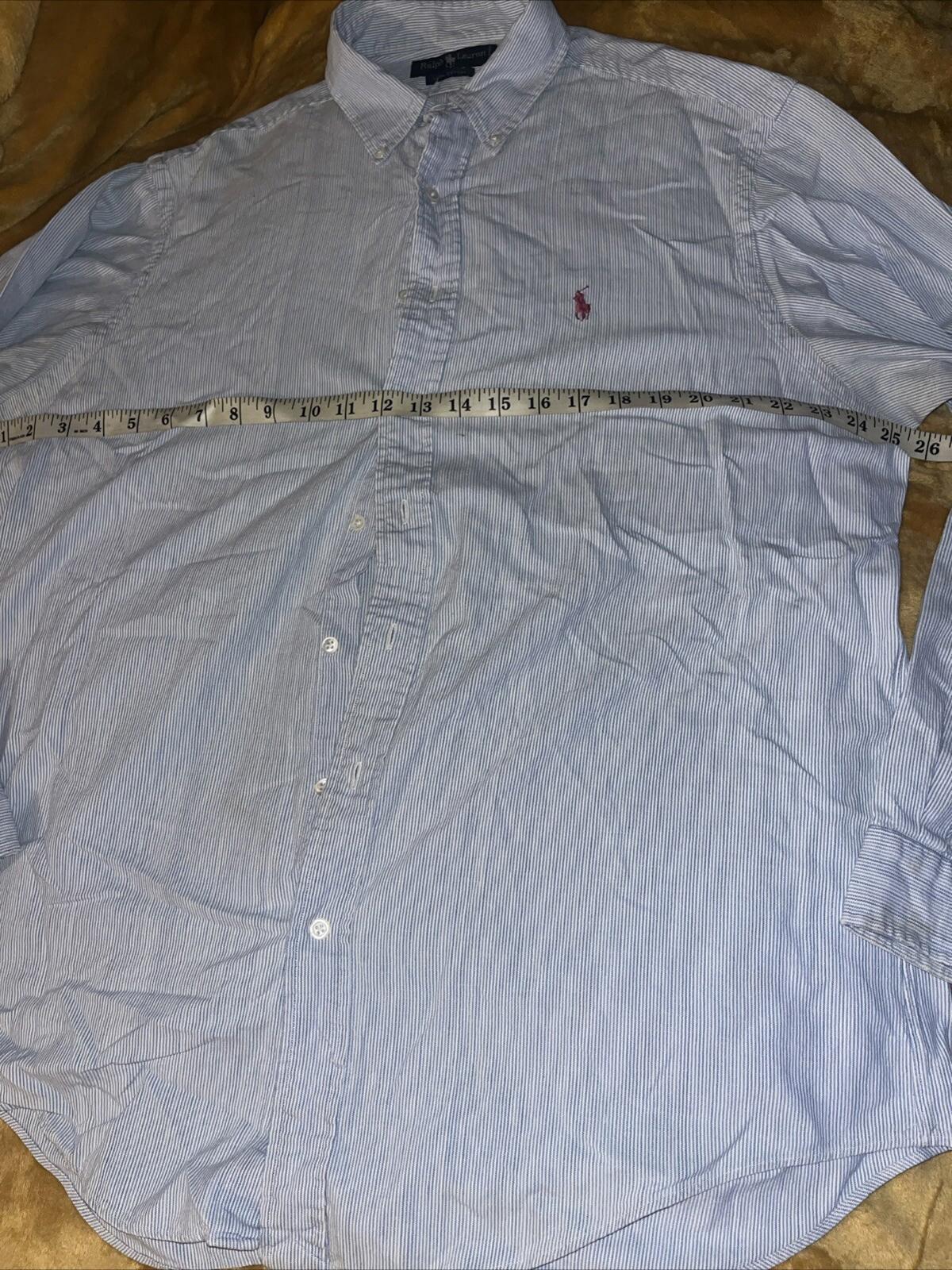 Polo Ralph Lauren Button Long Sleeve Blue Pinstripe Pony XL
