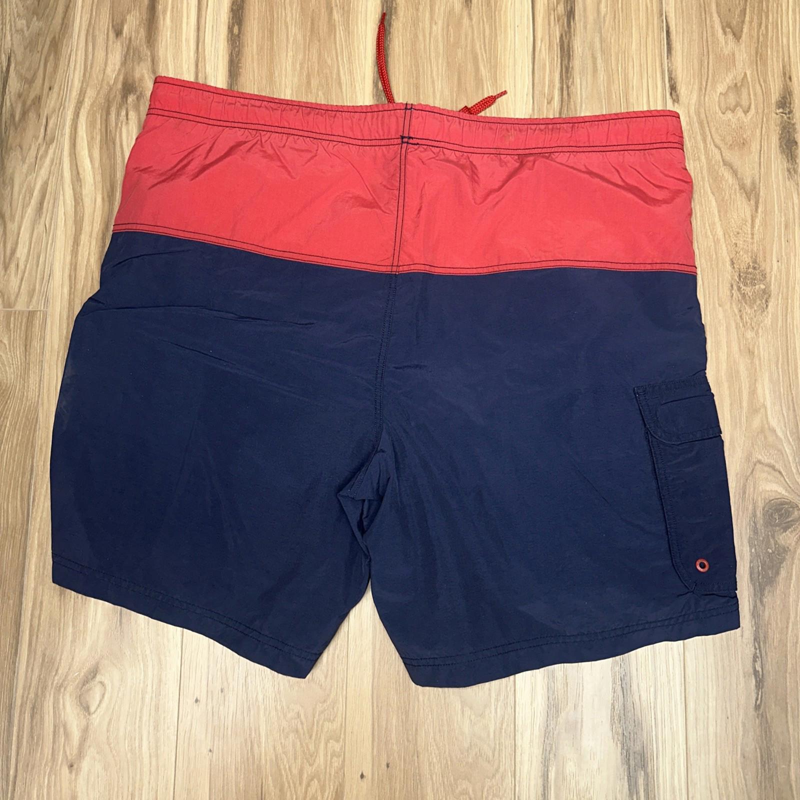 Nautica Mens Swim Trucks Size XL Red, White, Navy Drawstring