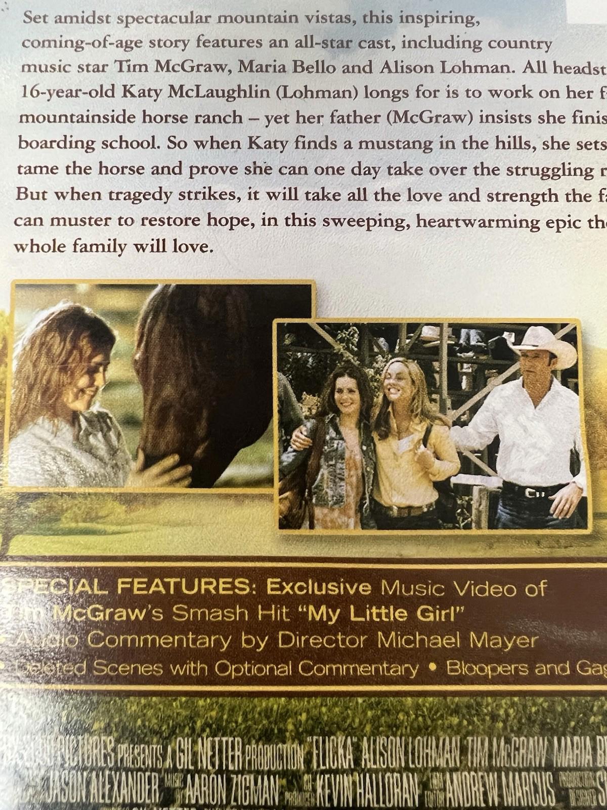 Flicka DVD Tim McGraw Alison Lohman Horses Family Drama