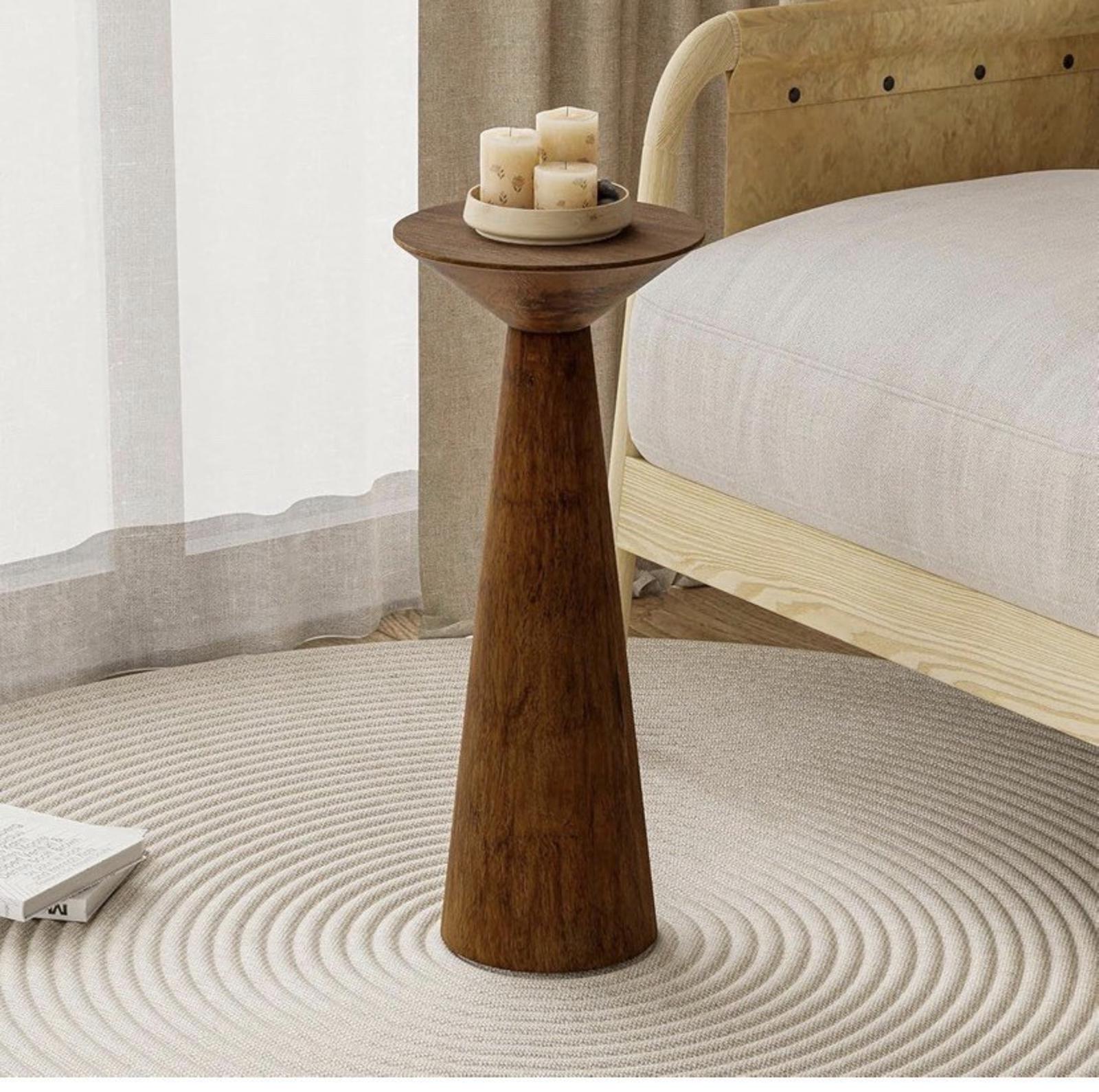 COZAYH Pedestal Tall Round Martini Table for Living Walnut