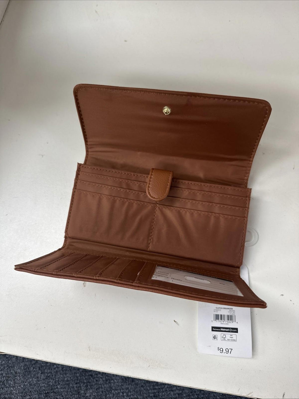 Time Tru Brown Faux Leather Clutch Organizer