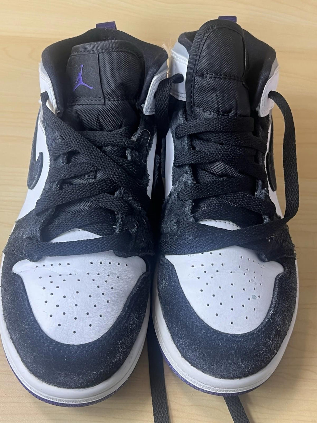 Nike Air Jordan 1 Mid Se (PS) White-Court Purple-Black Sz 2y