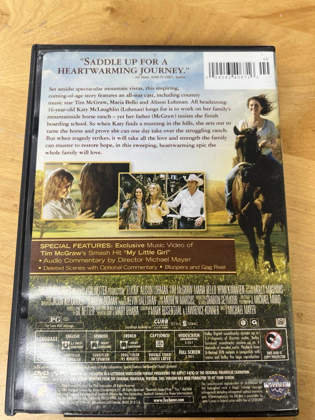 Flicka DVD Tim McGraw Alison Lohman Horses Family Drama