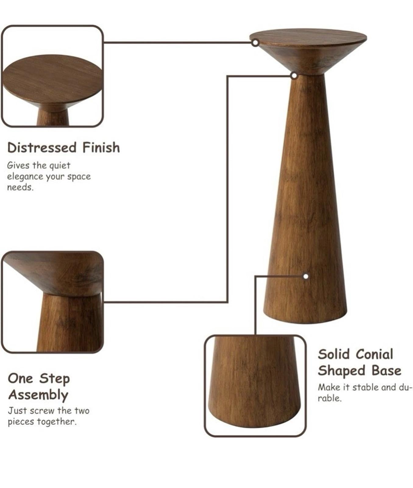COZAYH Pedestal Tall Round Martini Table for Living Walnut