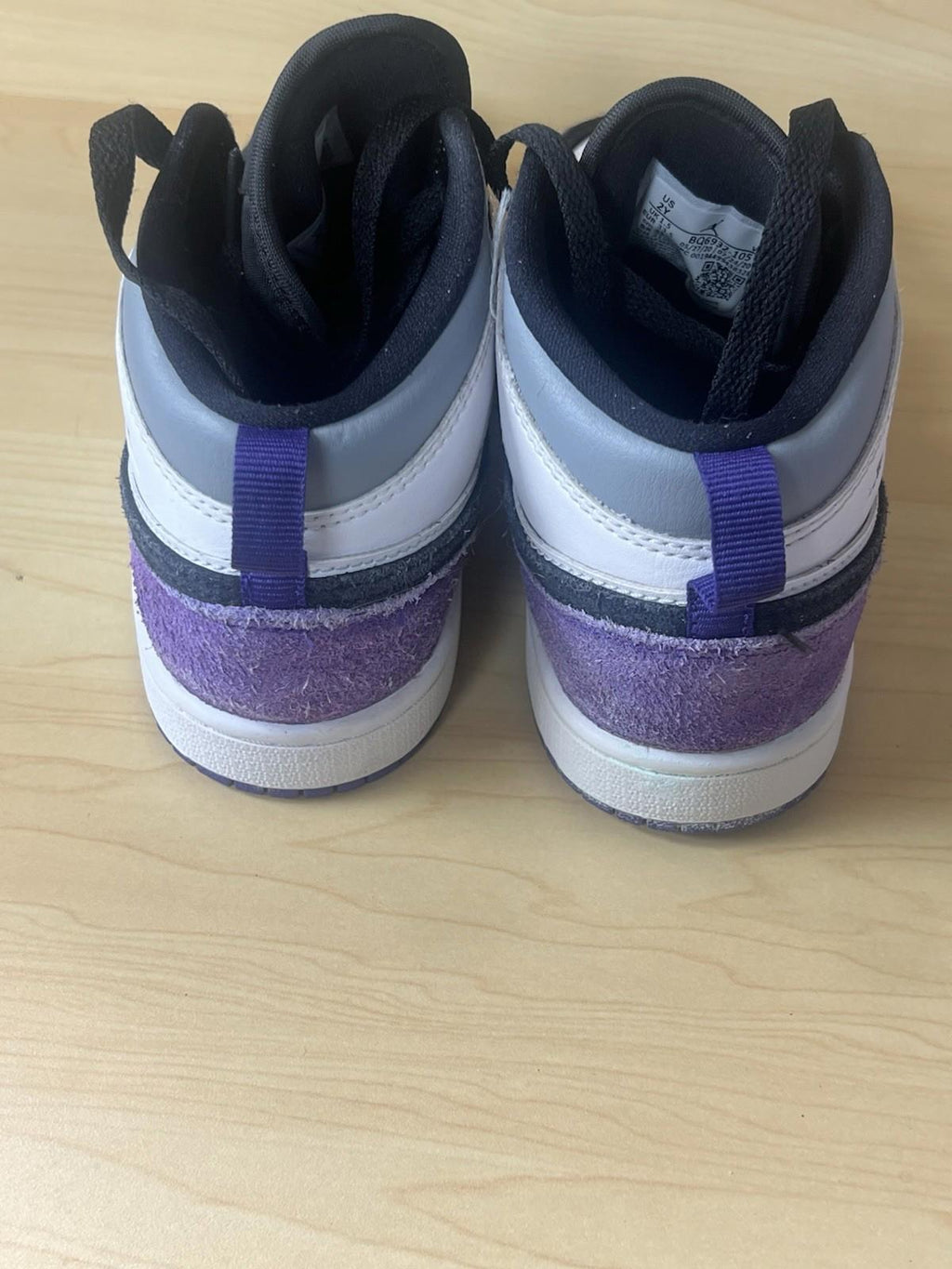 Nike Air Jordan 1 Mid Se (PS) White-Court Purple-Black Sz 2y