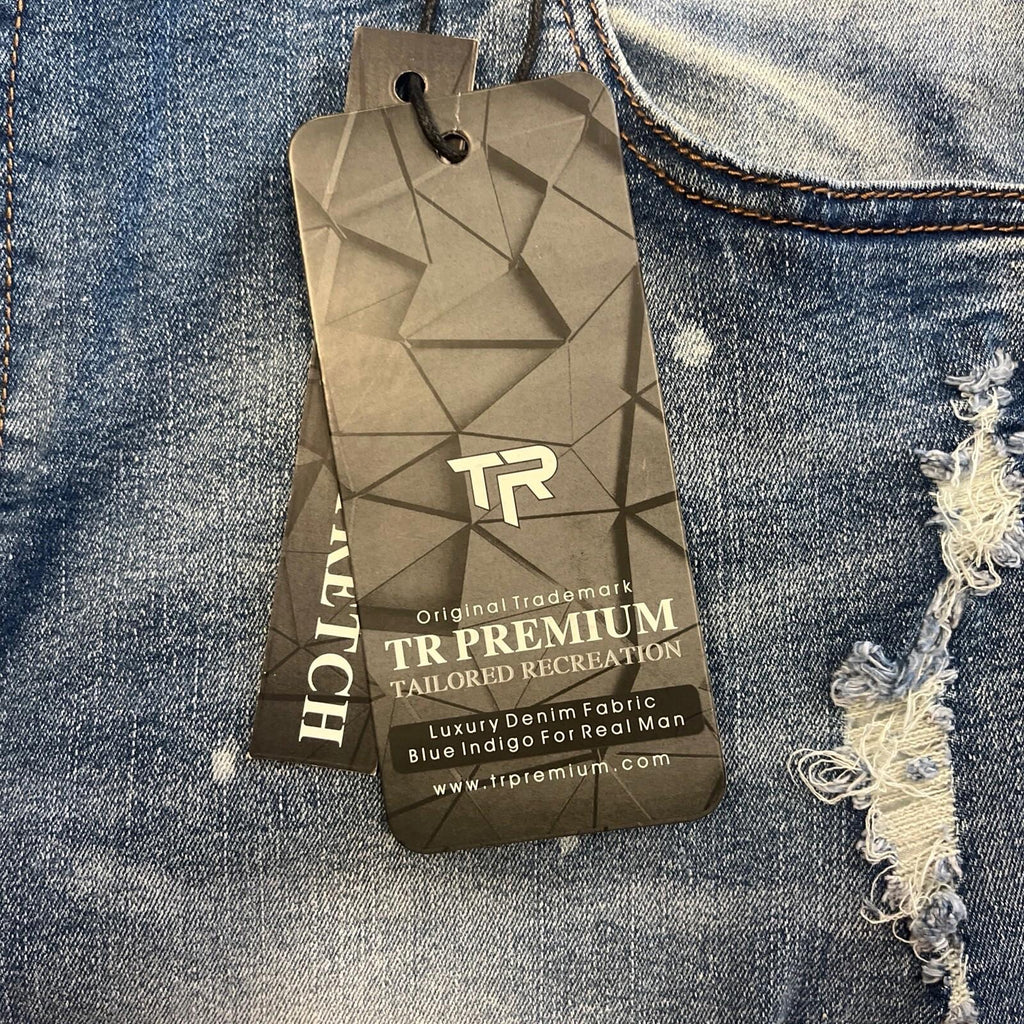 TR Premium Tailored Creation Denim Distress Cargo Shorts 42