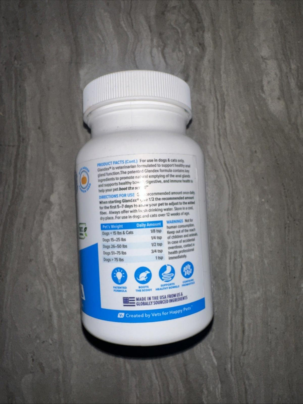 Glandex Anal Gland Support Fiber Supplement Dogs Cats 2.5 oz