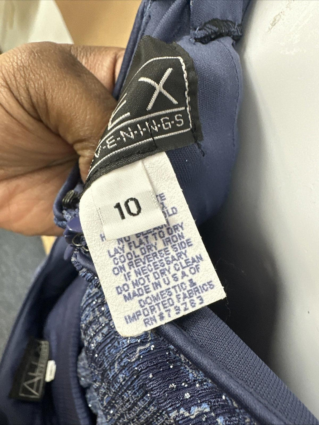 Alex Evening Blue Paisley Glittery 2 Piece Dress Size 10