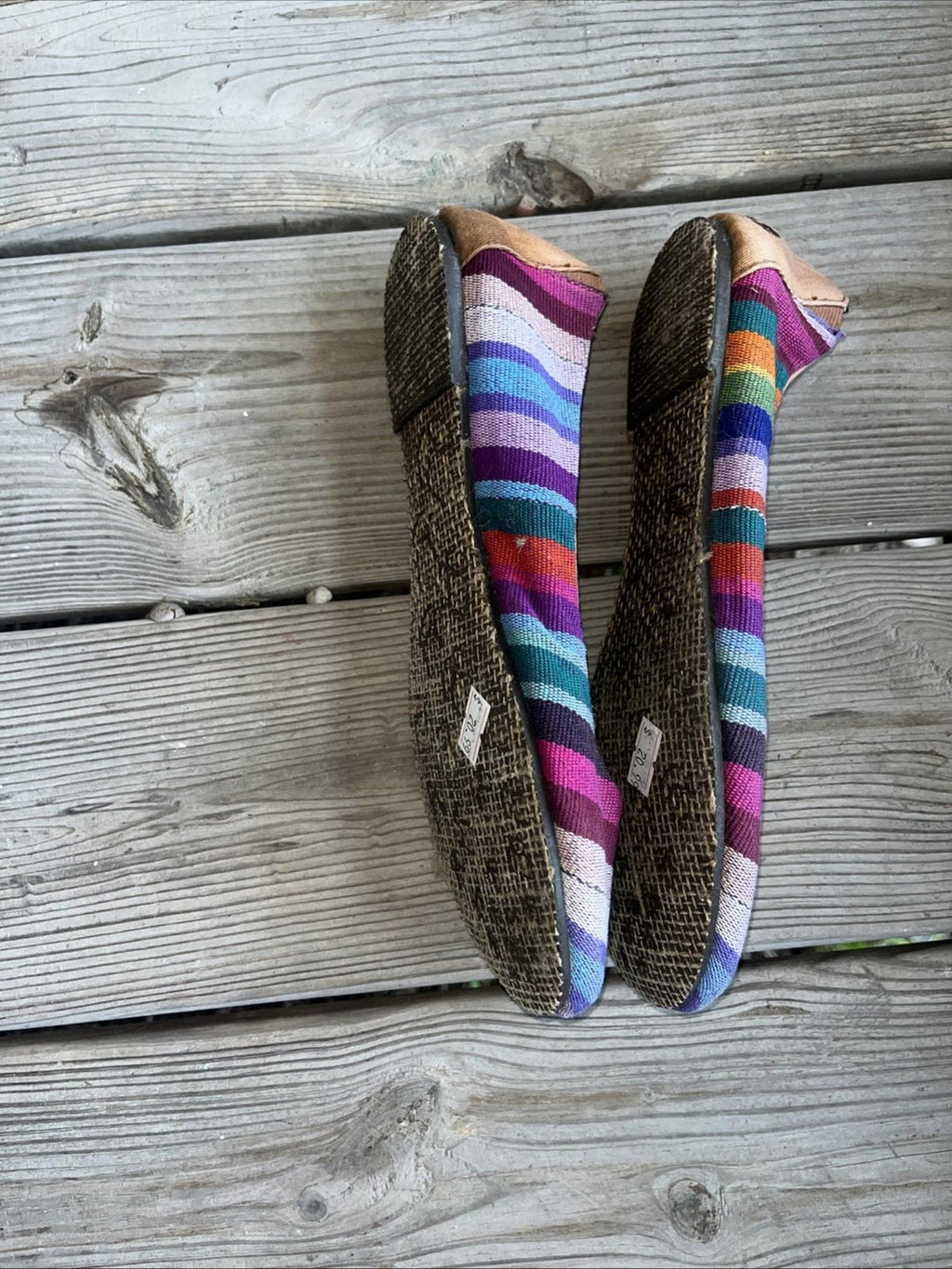 Reef Rainbow Stripe Ballet Flats Cloth Shoes Multicolor 8