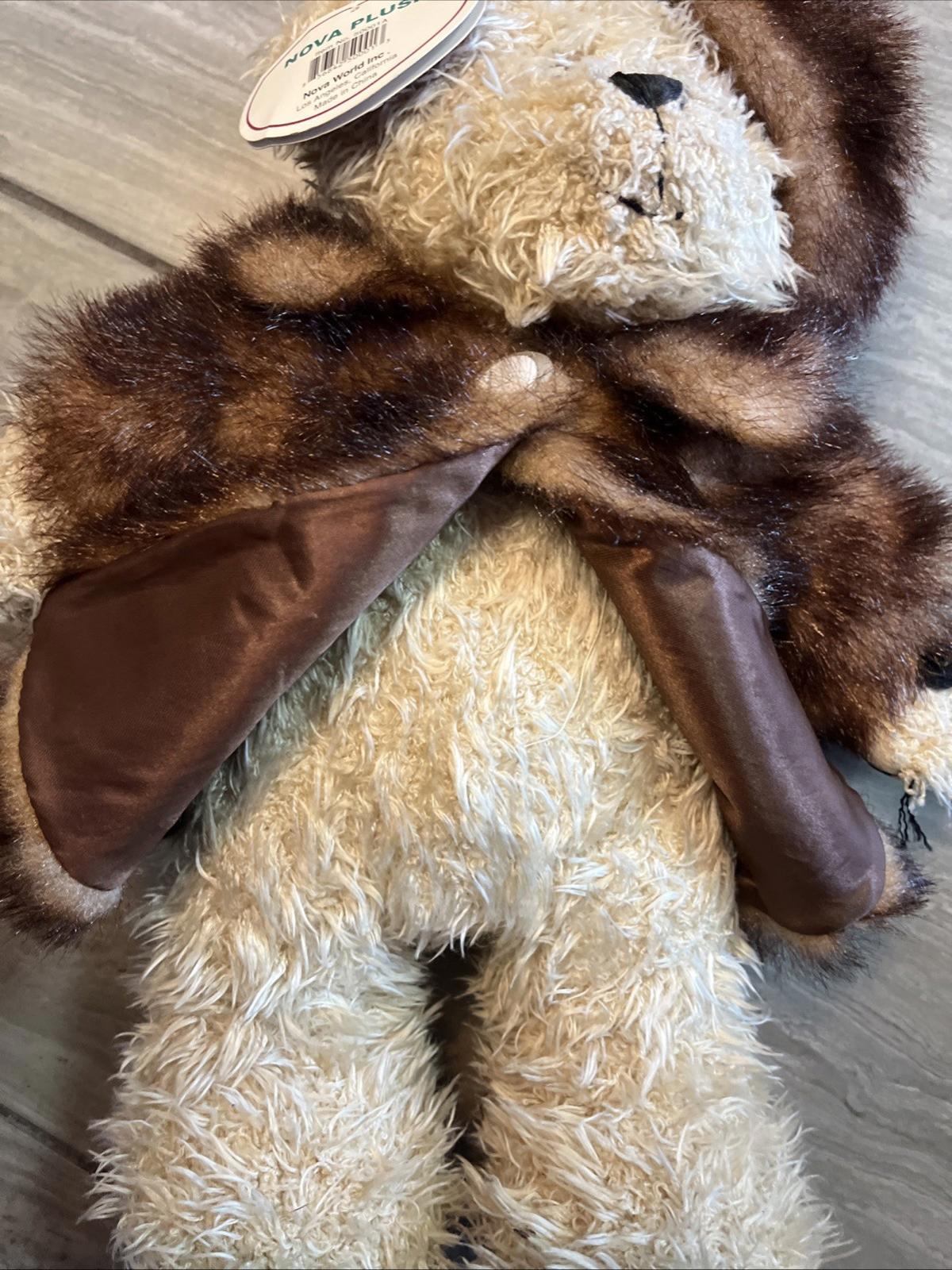 PLUSH 15" SHAGGY FANCY BEAR WITH FUR COAT HAT CHERISH PURSE