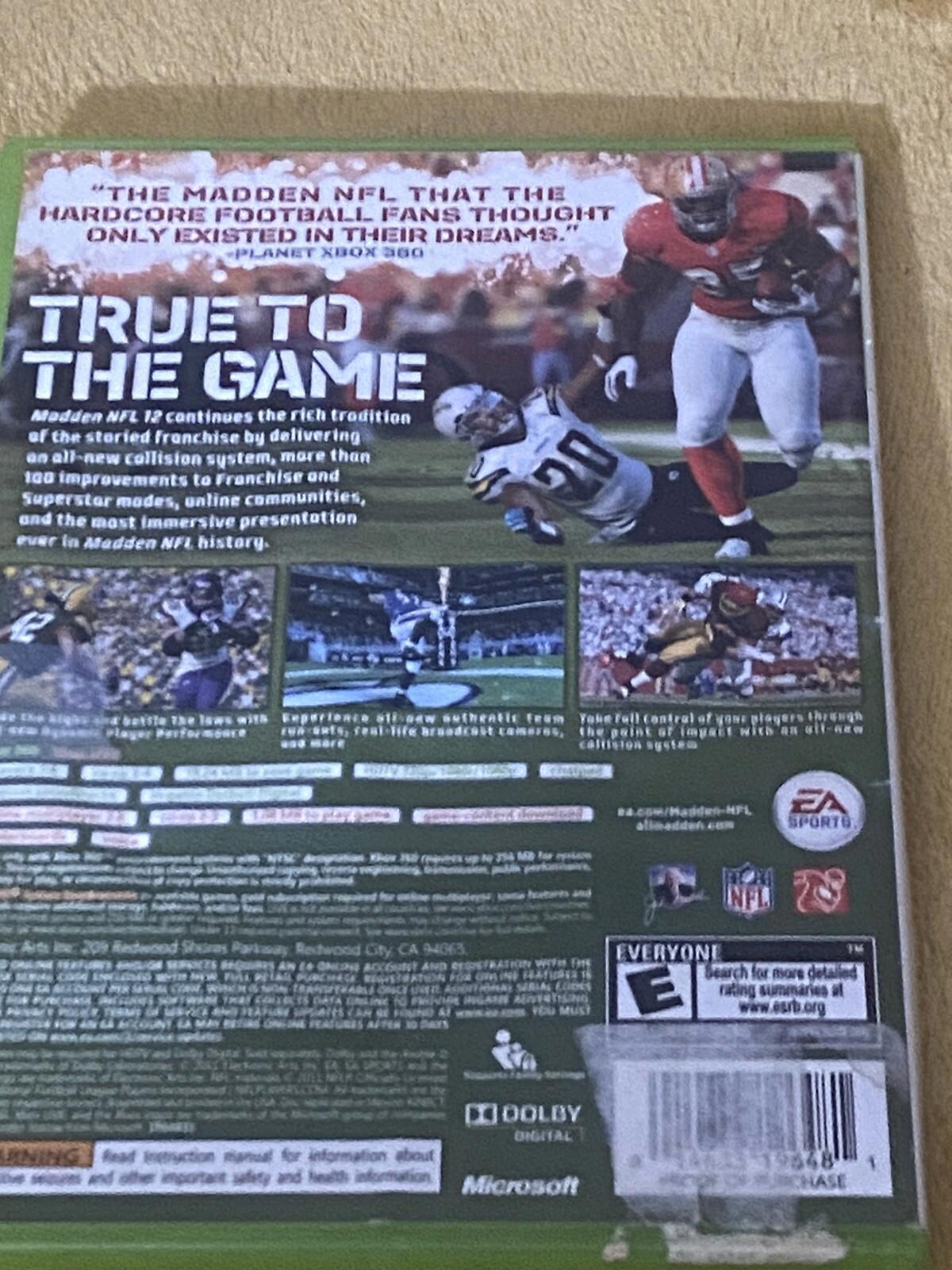Madden NFL 12 (Microsoft Xbox 360, 2011) Tested