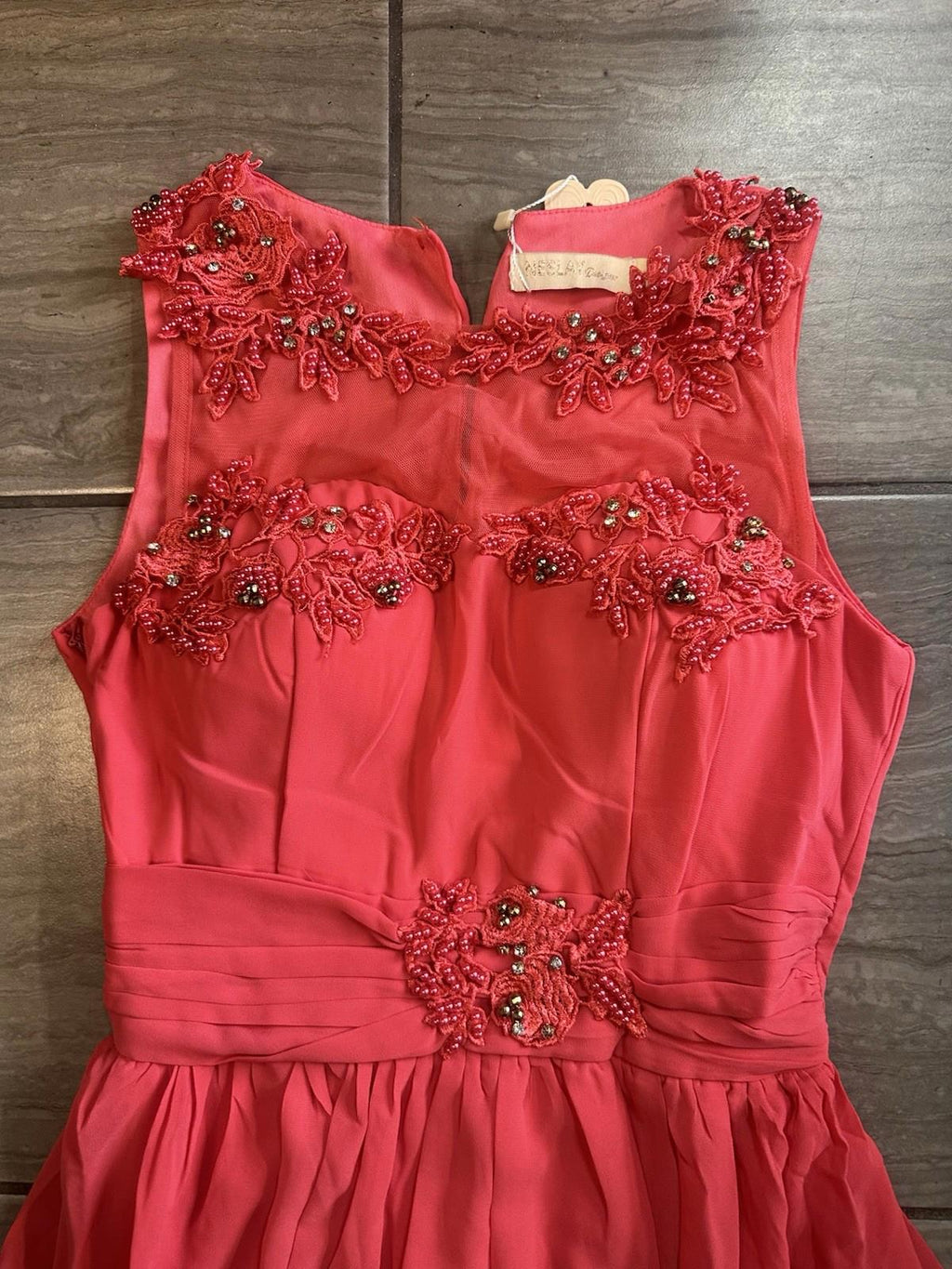 Neslay Maxi Beaded Pink Sleeveless Formal Dress Size Small