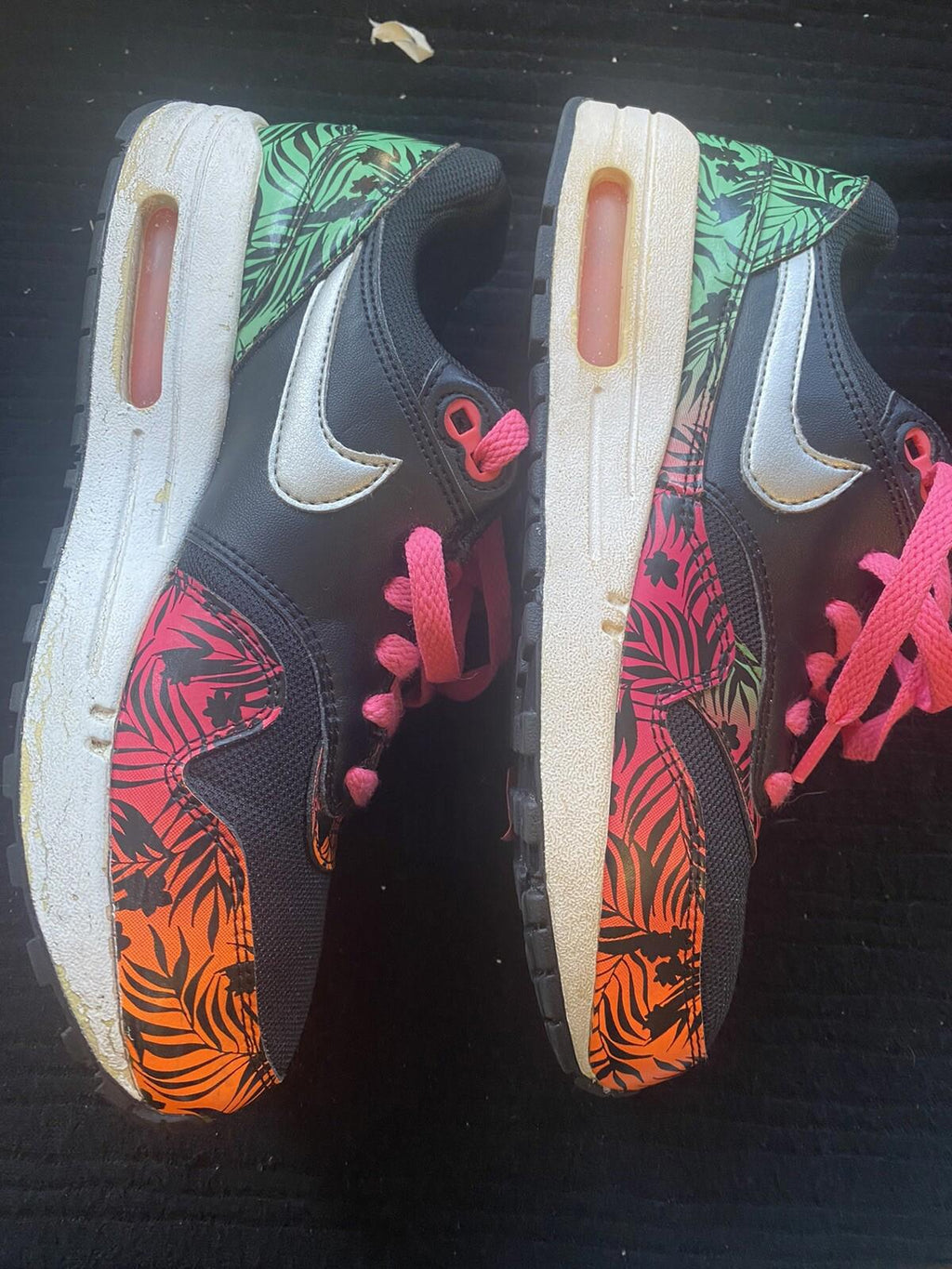 Kids Nike Air Max 90 s 6.5y 705479-001 Black Pink Orange