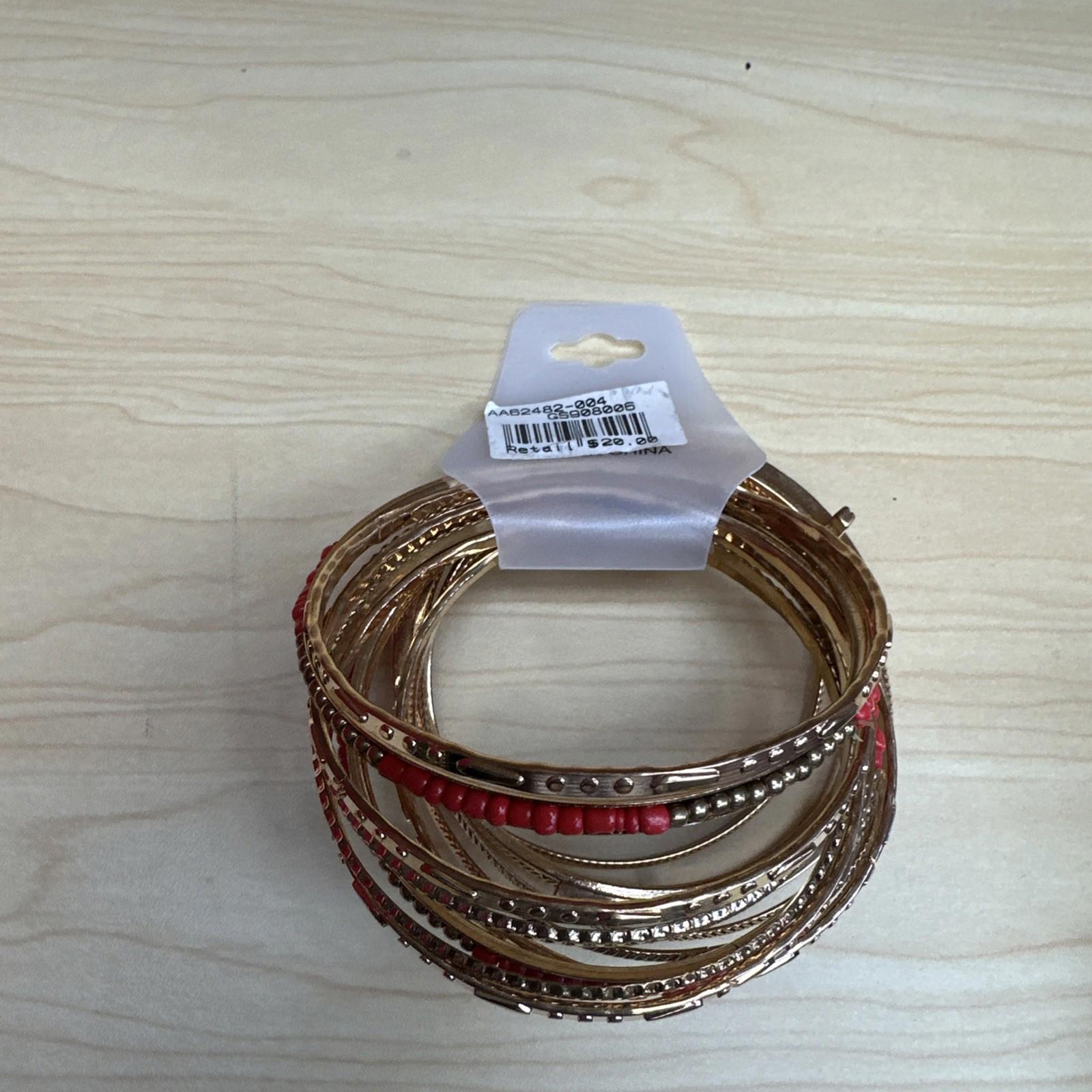 Tamina By Stella Gold Red 13 Piece Bangle Bracelet Set New