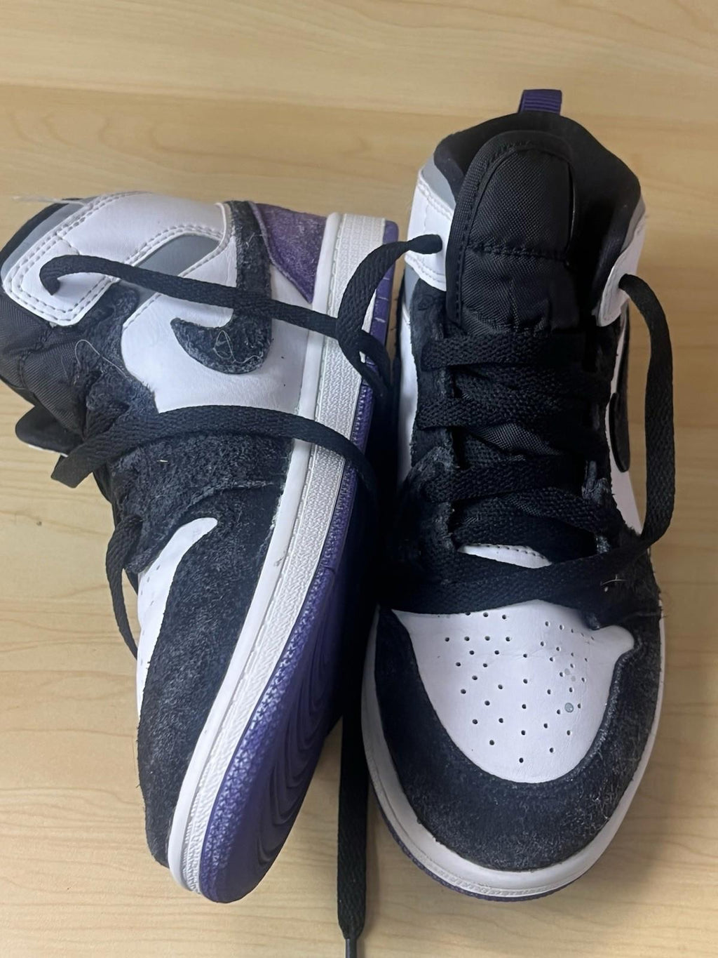 Nike Air Jordan 1 Mid Se (PS) White-Court Purple-Black Sz 2y