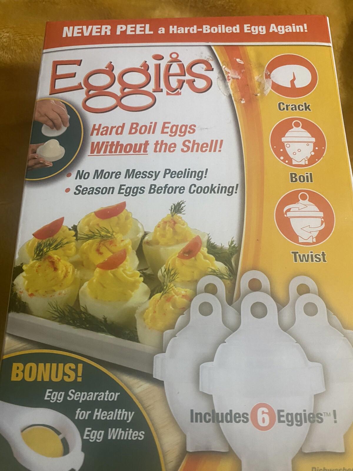 NEW Eggies Hard Boil Egg Cooker (6) with Bonus Egg White