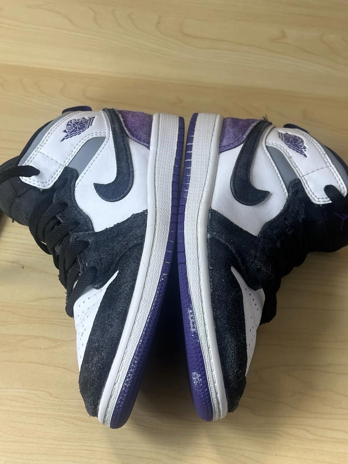 Nike Air Jordan 1 Mid Se (PS) White-Court Purple-Black Sz 2y