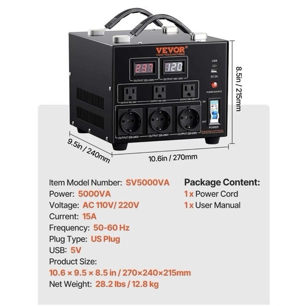 5000W Voltage Converter Up/Down 220V 110V 110V 220V VEVOR