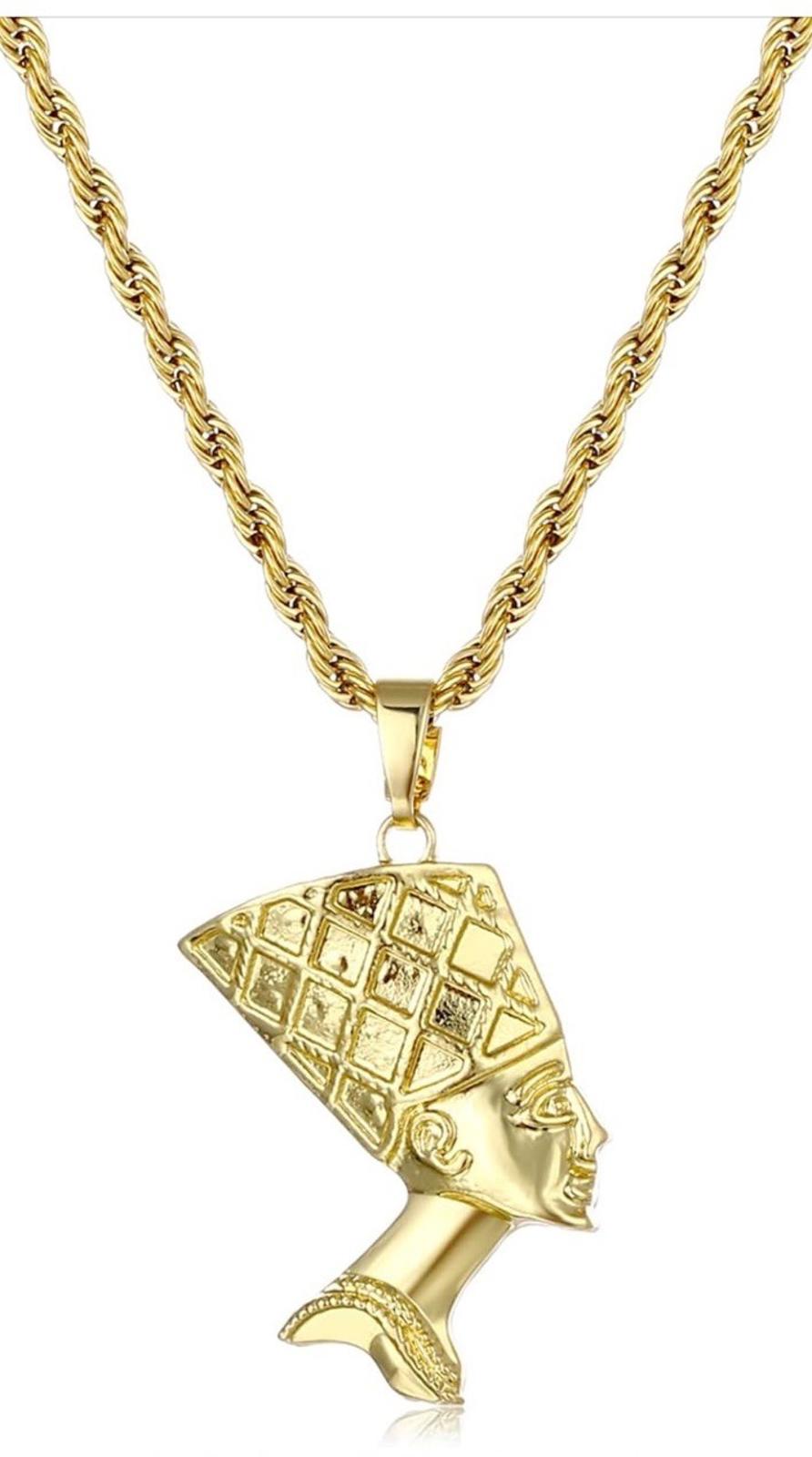 Egyptian Queen Nefertiti Necklace 14k Gold Platted Nefertiti