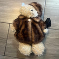 PLUSH 15" SHAGGY FANCY BEAR WITH FUR COAT HAT CHERISH PURSE