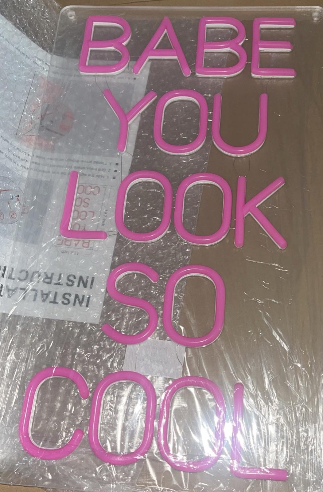 Color 19.7” X 11.8” Babe You Look So Cool USB Neon Sign