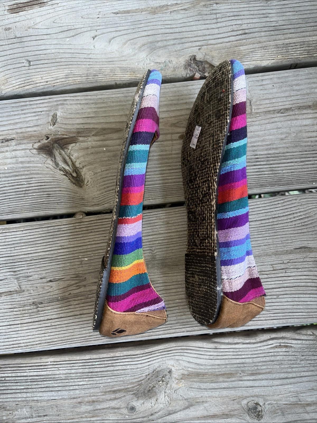 Reef Rainbow Stripe Ballet Flats Cloth Shoes Multicolor 8